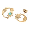 304 Stainless Steel Moon Stud Earrings EJEW-I314-01B-2