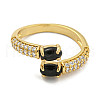 Oval Rack Plating Brass Micro Pave Cubic Zirconia Cuff Rings for Women RJEW-F162-06G-01-2