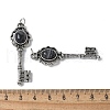 Key Brass Natural Black Agate Big Pendants KK-D361-01AS-20-3