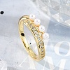 Brass Micro Pave Clear Cubic Zirconia Finger Rings for Women RJEW-R011-08G-02-1