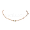 Round Shell Pearl & Natural Pink Aventurine Heishi Beaded Necklaces NJEW-JN05300-03-2