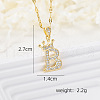 Brass Micro Pave Clear Cubic Zirconia Crown Initial Pendant Necklaces FS-WGD727C-02-1