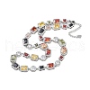 Brass Colorful Cubic Zirconia Cup Chain Oval & Rectangle Necklaces for Women NJEW-M079-05P-4