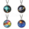 304 Stainless Steel Glass Space Pendant Necklaces NJEW-JN05192-1