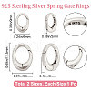 Beebeecraft 2Pcs 2 Size 925 Sterling Silver Spring Gate Rings STER-BBC0001-75-2