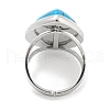 304 Stainless Steel Synthetic Turquoise Cuff Rings G-Z056-09P-02-3