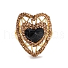 Heart Synthetic Blue Goldstone Finger Rings RJEW-K286-06G-3