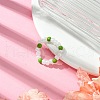 Round Synthetic Turquoise with Glass Seeded Beaded Stretch Rings for Women RJEW-JR00707-01-2