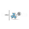 Brass Cubic Zirconia Light Sky Blue Clover Cartilage Earrings WGEAF95-08-2