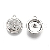 Flat Round with Mushroom Pattern Brass Micro Pave Clear Cubic Zirconia Pendants KK-G436-24P-1