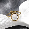 Oval 304 Stainless Steel White Shell Cuff Rings for Women RJEW-G346-07G-02-2