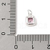 925 Sterling Silver Pave Cubic Zirconia Square Charms with Jump Rings and 925 Stamp STER-D288-05S-02-3