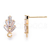 Brass Cubic Zirconia Ear Stud Findings KK-S336-25G-4
