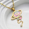 304 Stainless Steel Hot Pearl Enamel Constellation Planet Pendant Necklaces NJEW-D310-01D-G-4