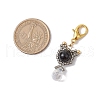 Natural Black Onyx & Glass Seed Beaded Cat Pendant Decoration HJEW-MZ00157-02-3