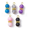 Baking Painted Glass Round Beaded Pendant PALLOY-JF02270-02-1