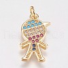 Brass Micro Pave Cubic Zirconia Pendants KK-I614-061G-1