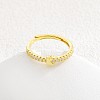Adjustable Brass Micro Pave Clear Cubic Zirconia Finger Rings for Women FS-WG712C8-15-1
