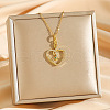 Brass Micro Pave Clear Cubic Zirconia Heart Snake Pendants Necklaces NJEW-K280-04G-1