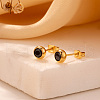Vintage Stainless Steel Cubic Zirconia Flat Round Stud Earrings XR8423-3