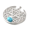 304 Stainless Steel Pave Synthetic Turquoise Star of David and Chai Symbol Pendants STAS-S178-08P-2