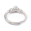 Heart Natural Aquamarine Adjustable Rings RJEW-G273-13P-02-3
