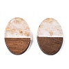Transparent Resin and Walnut Wood Pendants RESI-T057-04N-2