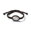 Adjustable Oval Natural Quartz Crystal Braided Bead Bracelets BJEW-H626-02-08-4