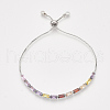 Adjustable Brass Cubic Zirconia Slider Bracelets BJEW-S142-01B-P-1
