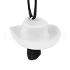 Halloween Skull Plastic Pendant Necklaces NJEW-S006-01C-3