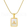 Stainless Steel Snake Bone Chain Alphabet Necklace with Shell Pendant WD3660-1-1