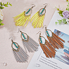 FIBLOOM 3 Pairs 3 Colors Imitation Leather Tassel Chandelier Earrings EJEW-FI0002-37-5
