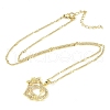 304 Stainless Steel Heart Pendant Necklaces with Cubic Zirconia NJEW-H029-01G-C-2