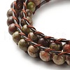 Natural Mixed Stone Round Beads 2 Raw Wrap Bracelet BJEW-JB07169-6