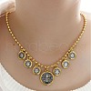 Religion Flat Round with Saint Benedict Pattern Brass Pendant Necklaces for Women FS-WG05AEE-01-1