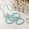 Natural Larimar Round Beaded Stretch Bracelet BJEW-A120-01A-2