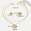 Flower Brass & Cubic Zirconia & Cat Eye Pendant Necklaces & Stud Earrings Sets FS-WG756F6-01-4