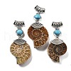 Synthetic Blue Turquoise Fossil Snail Pendants G-F062-06-1