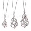 304 Stainless Steel Macrame Pouch Empty Stone Holder for Pendant Necklaces Making NJEW-JN04441-02-1