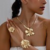 Flower Alloy Rhinestones Pendant Necklaces & Rings & Cuff Bangles Sets for Women FS-WG14933-01-2