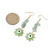 Evil Eye Natural Green Aventurine Chip & Seed Beads Dangle Earrings EJEW-MZ00166-04-3