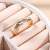 Brass Micro Pave Clear Cubic Zirconia Cuff Finger Rings for Women RJEW-C116-05G-1