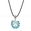 Natural Apatite & Glass Seed Beads Pendant Necklaces NJEW-MZ00050-02-1