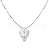 Heart with Star 925 Sterling Silver Micro Pave Cubic Zirconia Pendant Necklaces NJEW-K279-06MP-2