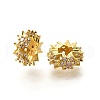 Flower Brass Micro Pave Cubic Zirconia European Beads KK-V008-19G-02-1