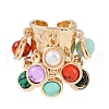 Natural Malachite & Lampwork Charms Finger Rings for Women RJEW-Z047-03G-3