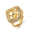 Rhombus Brass Micro Pave Clear Cubic Zirconia Adjustable Ring Settings KK-D378-34G-1