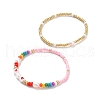 2Pcs 2 Style Glass Seed Stretch Beaded Bracelets Set BJEW-JB07666-4
