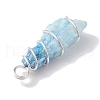 Electroplated Natural Quartz Crystal Copper Wire Wrapped Pendants PALLOY-JF02676-02-5