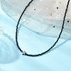 3mm Faceted Round Natural Black Spinel Beaded Necklaces NJEW-JN05127-1